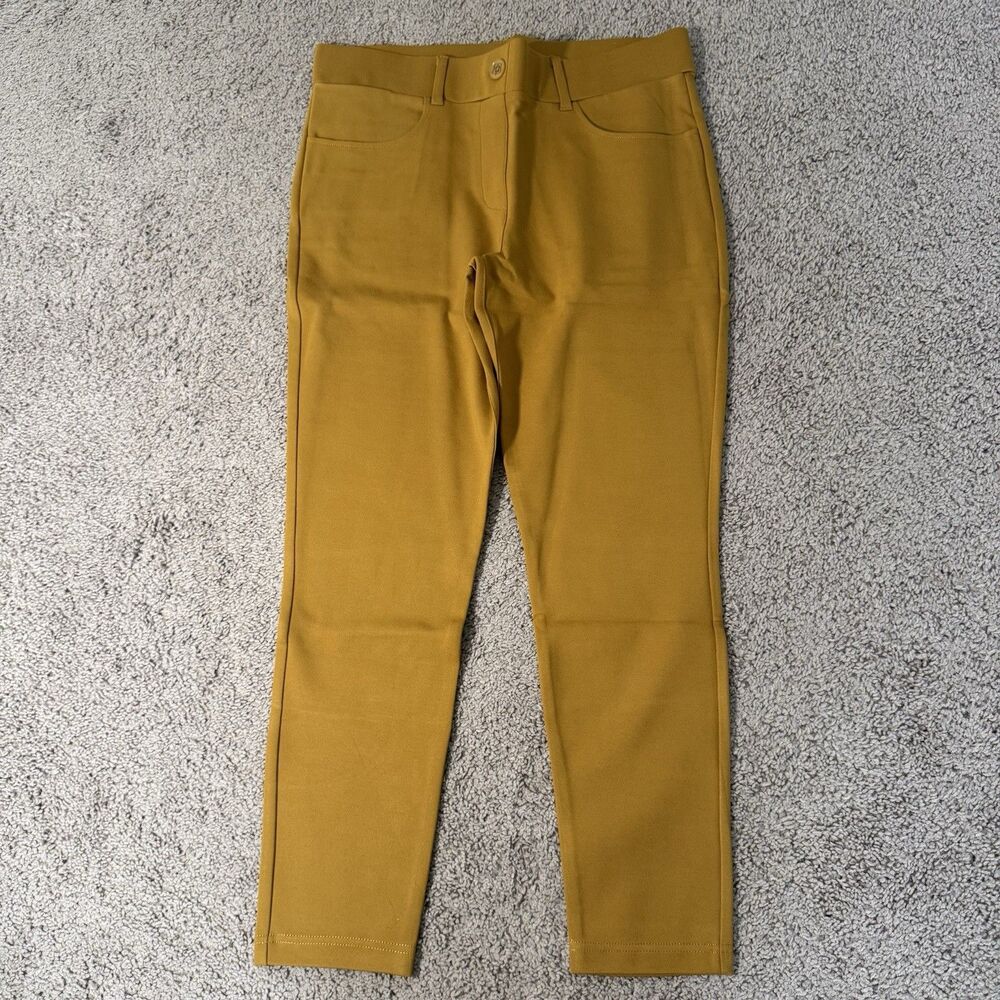 Betabrand Women's 7 Pocket Straight Dress Yoga Pants Stretch Career Mustard LP